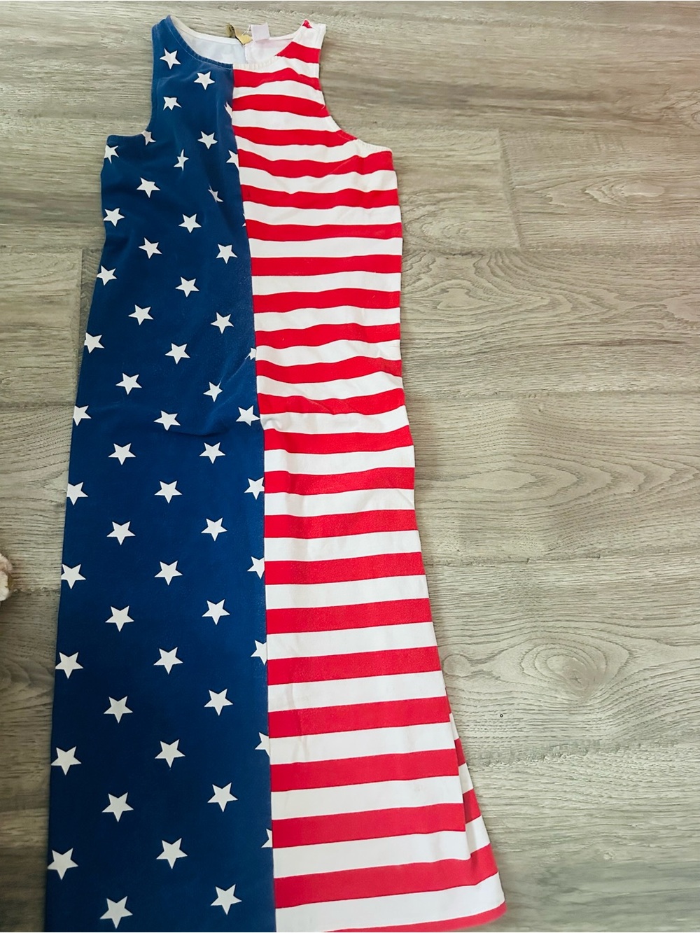 Divided American Flag Maxi Dress in Red, White & Blue
